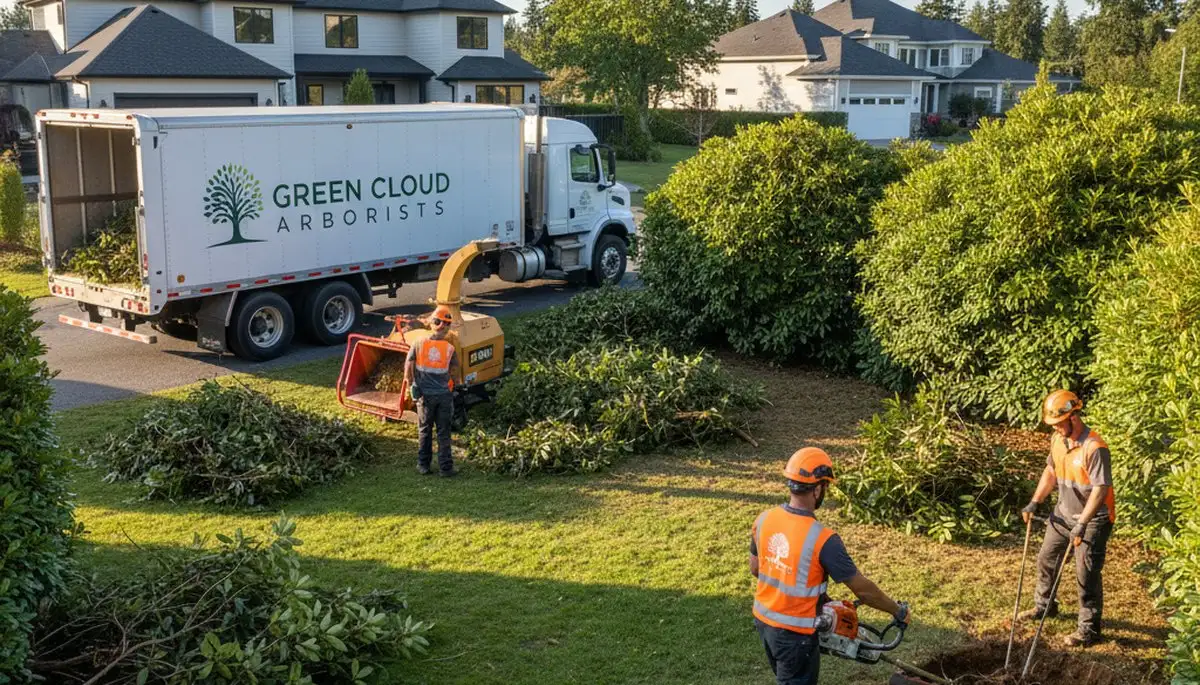 Professional shrub removal service in St Louis, MO by Chop Chop Tree experts clearing overgrown bushes