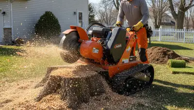 Stump grinding service removing tree stumps in Caseyville IL by St Louis MO tree removal professionals