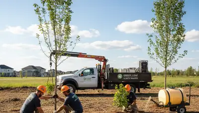 Arborist planting native tree in St Louis MO yard for Chop Chop Tree professional tree services