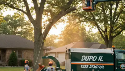 Professional tree removal service in St Louis MO safely cutting and clearing large oak tree