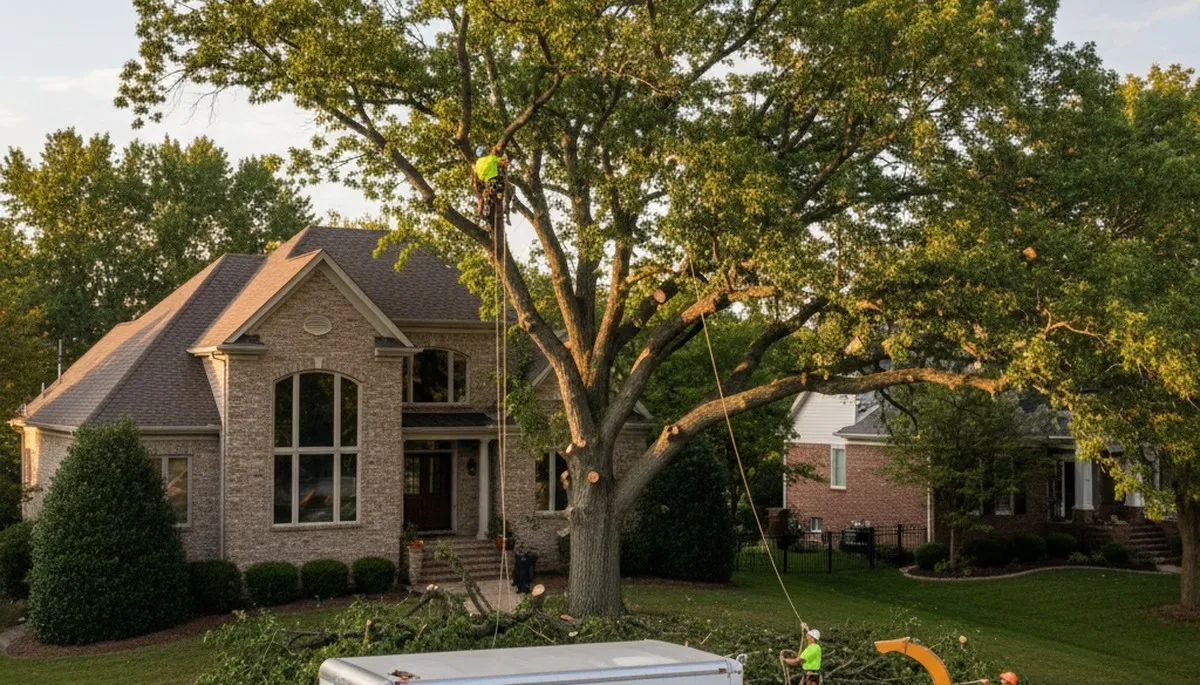 Professional tree removal service in St Louis MO clearing damaged oak safely