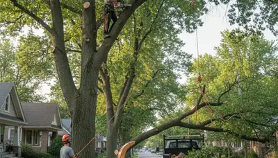 Professional tree removal service in St Louis MO safely cutting and clearing large trees